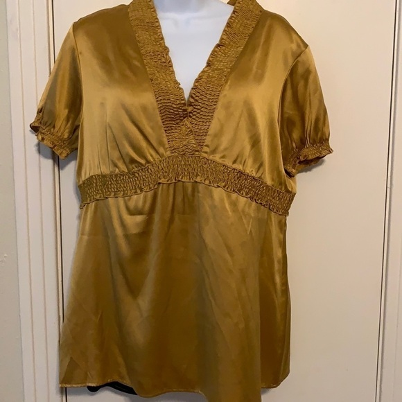 BCBG Silk Charmeuse Puffy Sleeve Top L - Picture 1 of 8